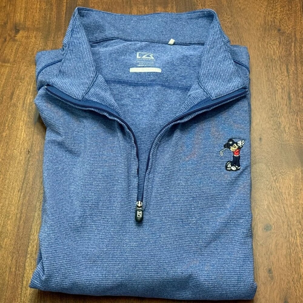 Cutter & Buck Blue Disney Mickey Mouse Golf Saratoga Springs 1/4 Zip Pullover 3X